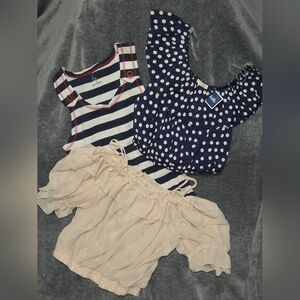 Stylish Women's Tops Set - Striped, Polka Dot, and Ruffled